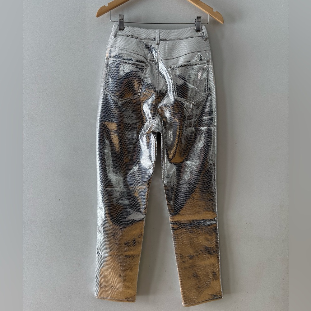 NWT 4th + Reckless Philo Trouser, silver, snake skin, Sz XS, club party rave era - Picture 6 of 15